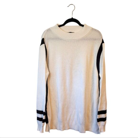 Ellos Women's Black And White Over Sized Stripe Sweater Size 2X - Picture 1 of 6
